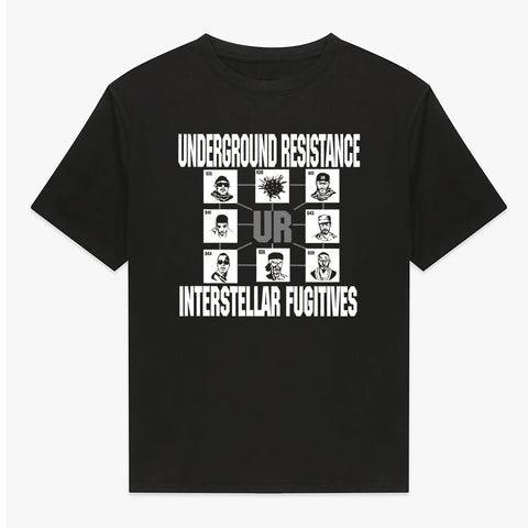 T-Shirt „Underground Resistance Interstellar Fugitives BOOTLEG“.