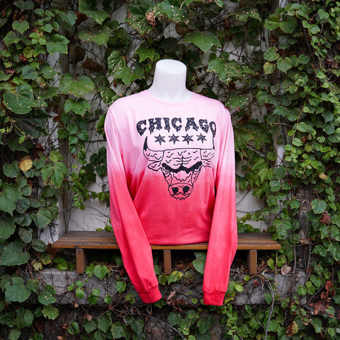 Red Dip Dyed Drippy Bulls Tee (longsleeve)